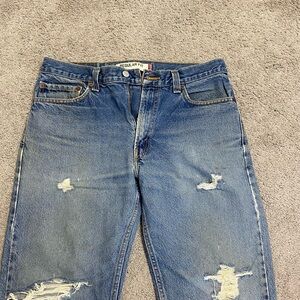 Levi's Mens 505 straight leg 33x34 Blue Distressed Jeans